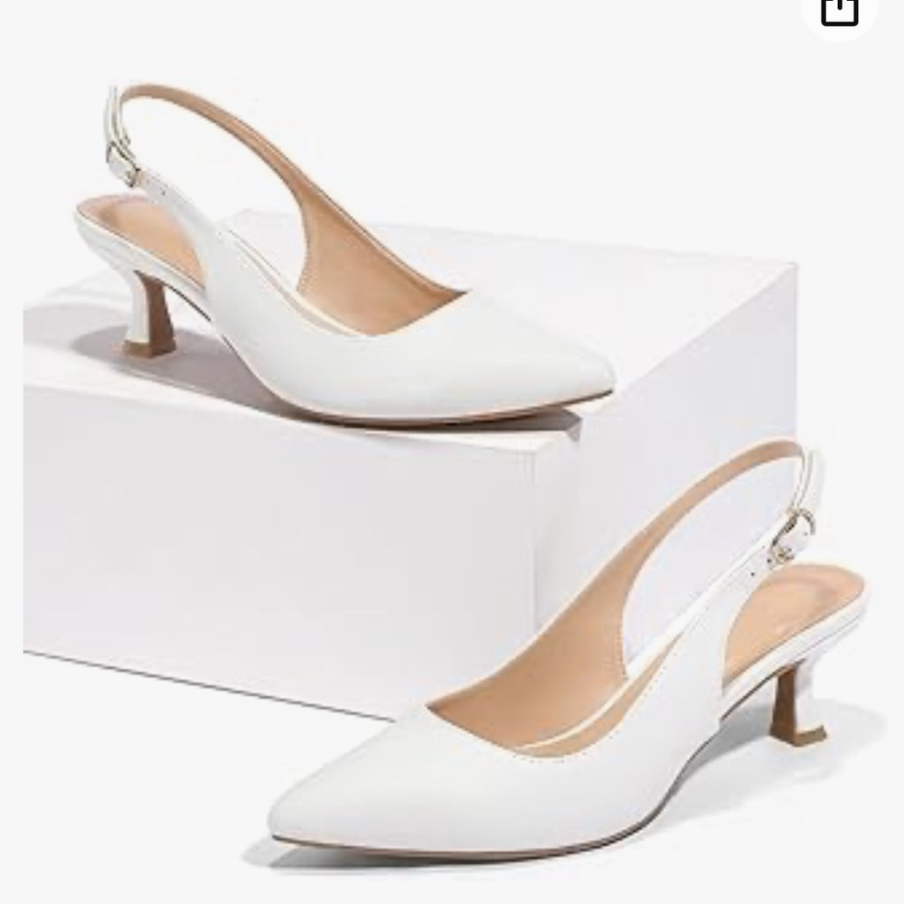 new! White Women's Slingback Kitten Heel 🤍🤍🤍